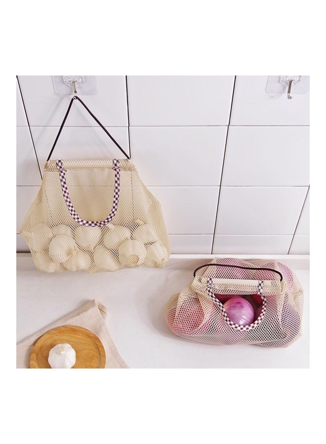 NIBEMINENT 2-Piece Vegetable Storage Bag Set Beige/Brown 28x25.5cm  - Image 2