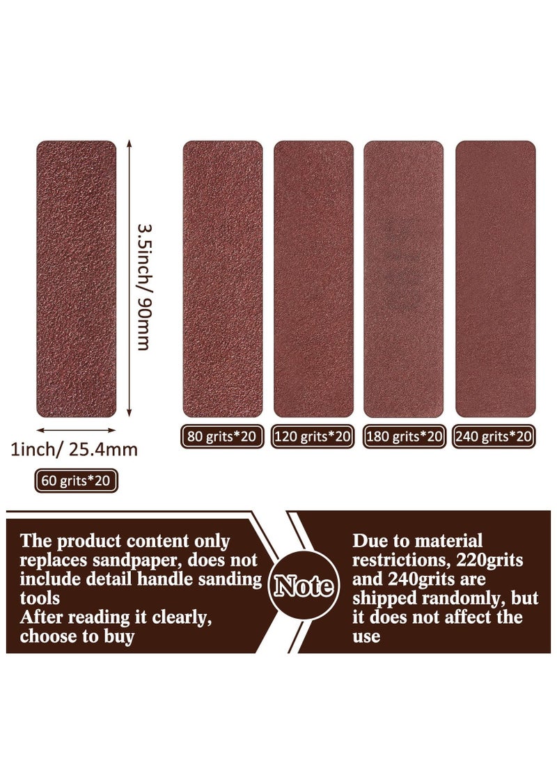 100 Pieces Detail Sander Refills, Micro Finishing Sander Paper, Micro Zip Finger Sander for Crafts, Assorted Grit of 60/80/ 120/180/ 240, 3.5 x 1 Inch for Wood Furniture Metal Automotive  - Image 2