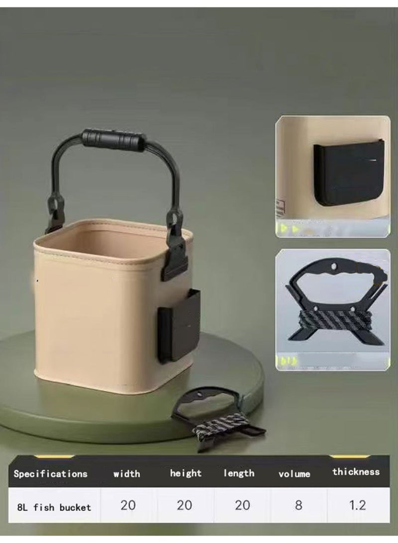 Portable Fishing Bucket with Side Pockets and Oxygen Pump, Large Capacity Fishing Bait Bucket with Double Zipper and Handle, Outdoor Camping Eva Fishing Bag and Fish Protection Bucket, Multifunctional Live Fish Container for Storing Live Fish and Fresh Fish Bait - Image 5