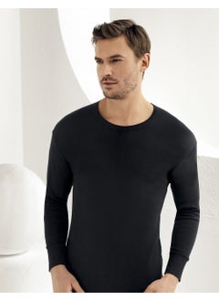 Şahinler Men's Black Long Sleeve Crew Neck Interlock Underwear ME016  - Image 1