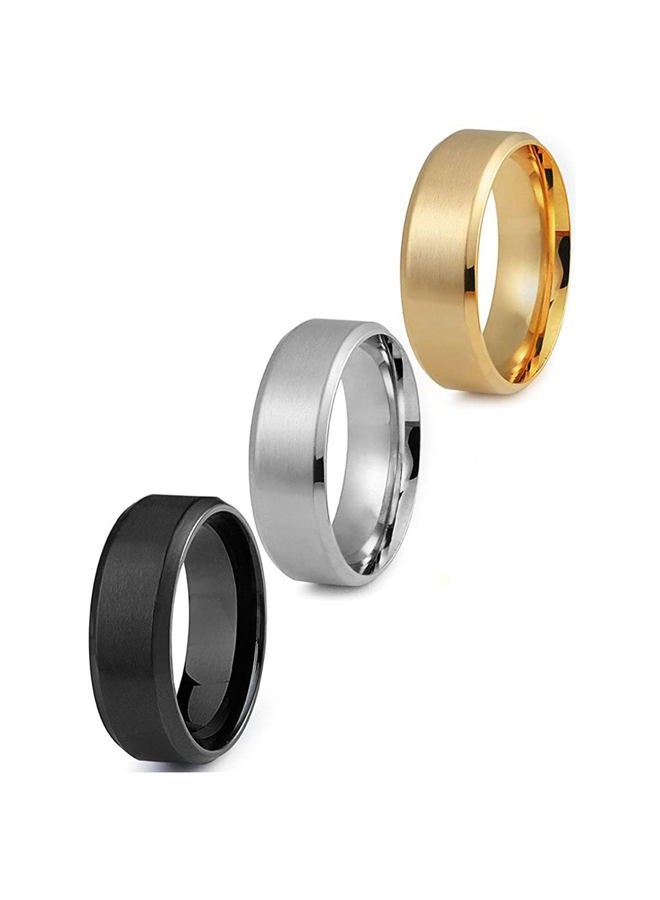 Jstyle Stainless Steel Rings for Men Wedding Ring Cool Simple Band 8MM Width 3 Pcs A Set, 11, Metal, No Gemstone - Image 1