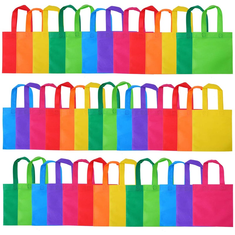 Elcoho 40 Pieces NonWoven Party Favor Bags 88 Inch Resuable Goodie Gift Bag with Handles Tote Treat Bag for Birthday Party