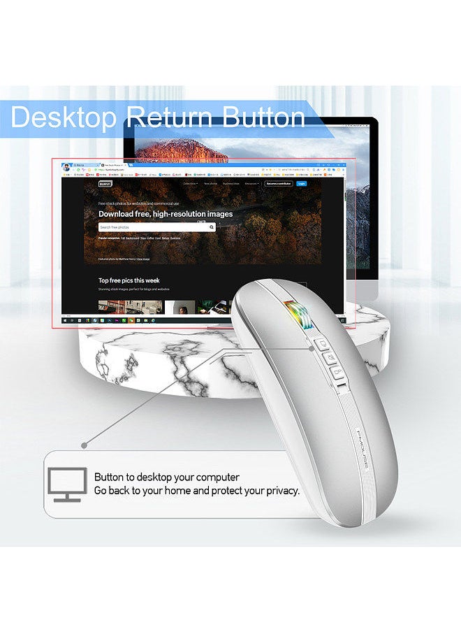 FMOUSE - M113 Mouse 2.4G Wireless BT5.1 Slim Rechargeable Slience Mouse for PC Computer Notebook with USB Receiver 2400 DPI Adjustable Level - Image 1