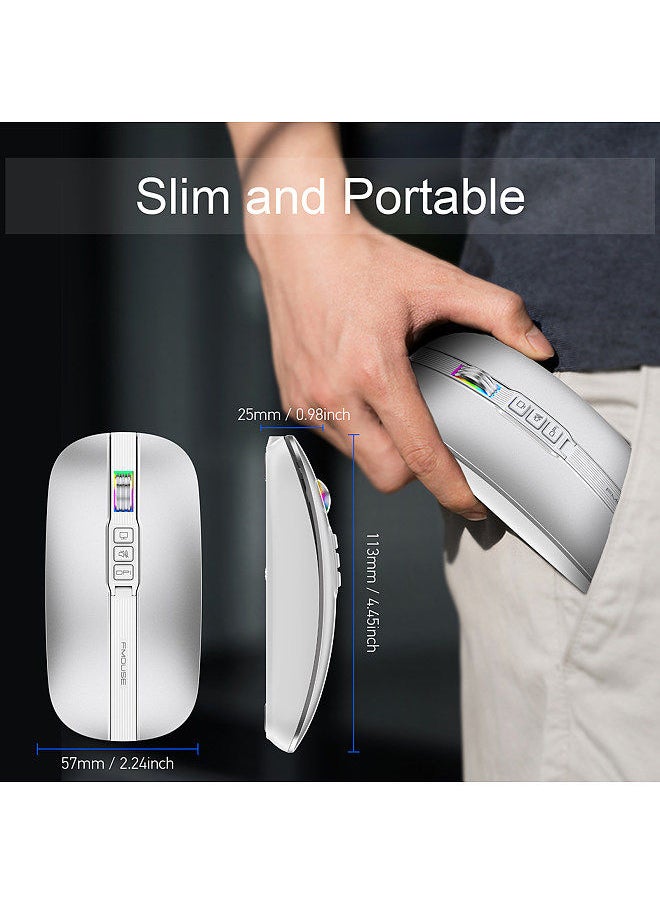 FMOUSE - M113 Mouse 2.4G Wireless BT5.1 Slim Rechargeable Slience Mouse for PC Computer Notebook with USB Receiver 2400 DPI Adjustable Level - Image 1