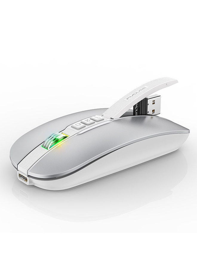 FMOUSE - M113 Mouse 2.4G Wireless BT5.1 Slim Rechargeable Slience Mouse for PC Computer Notebook with USB Receiver 2400 DPI Adjustable Level - Image 1