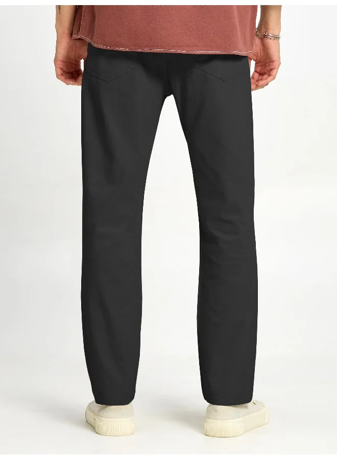بيونغ بنطلون تشينو أسود رجالي بقصة عادية من بيونج