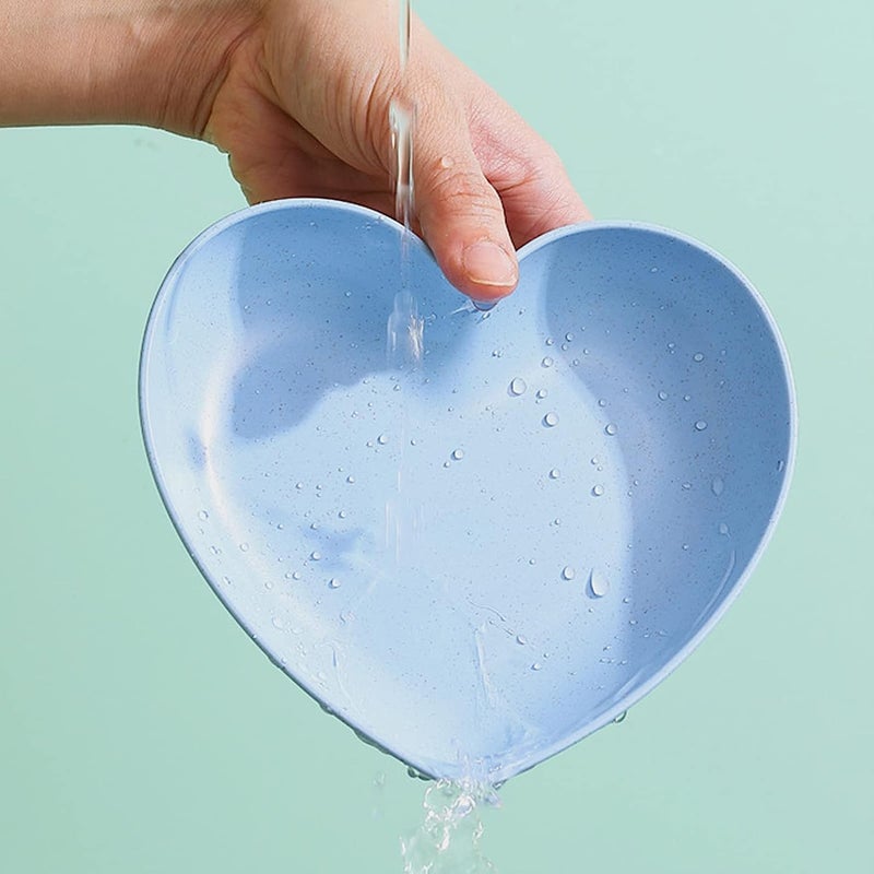 aDai Heart Shaped Dessert Salad Plates, 5.9 Inch Plastic Dinner Plates | Appetizer, Steak, Snacks, Microwave & Oven Safe | Kids Dishes, Thanksgiving & Christmas Day Gifts | Blue | Pack of 10 - Image 3