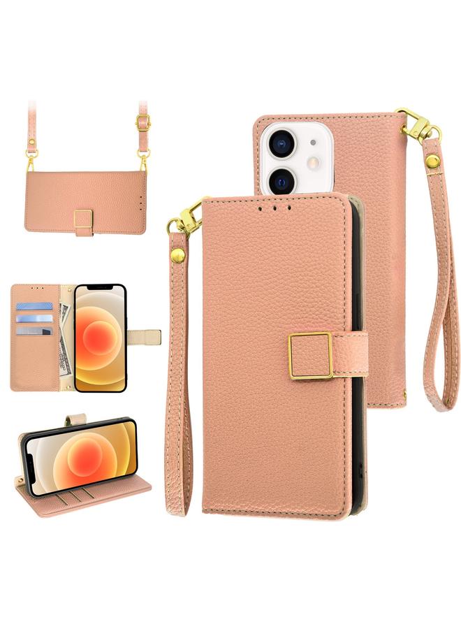 Zaboon Case For iPhone 12 / 12 Pro Crossbody Litchi Texture Square Buckle Leather Phone Case - Image 1