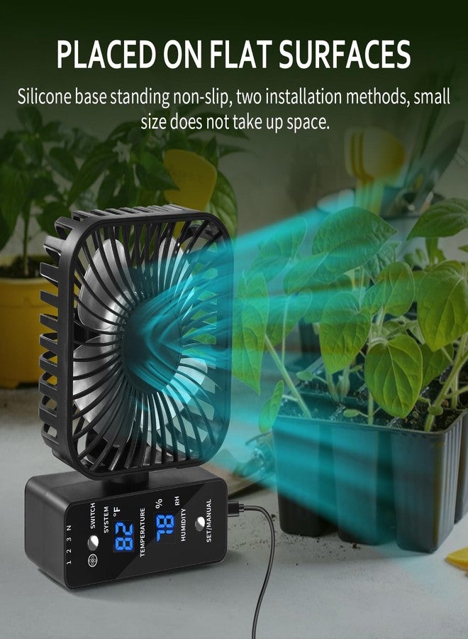 DAOTAILI 2-Pack 4” Grow Tent Fan With Temperature And Humidity Meter,Automatic Humidity Control,Oscillating Fan For Hydroponic Ventilation Circulation With Clips,Adjustable Speed Quiet Greenhouse Fan - Image 5