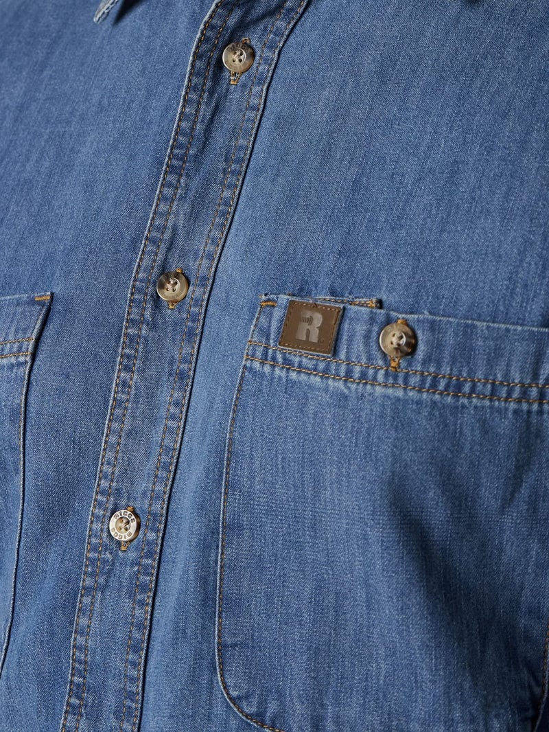 Wrangler Long Sleeve Denim Work Shirt, Antique Navy, Medium - Image 2