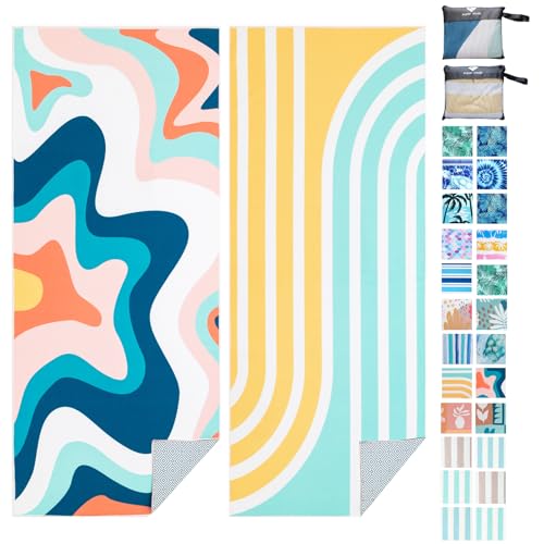 PY SUPER MODE 2 Pack Beach Towel - 75 x 35 inches Quick Dry Microfiber Beach Towels Oversized, Lightweight Soft and Absorbent Bath Towel Suitable for Swimming Pool Camping for Adults - Image 1