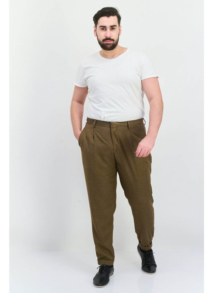 Sorbino - Men Regular Fit Textured Straight Leg Pants, Slate Brown - Image 1