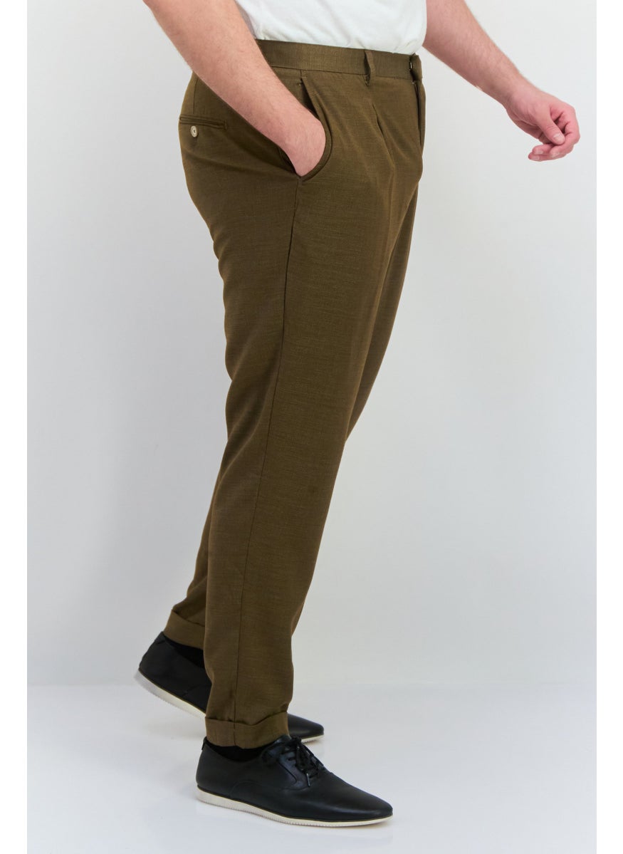 Sorbino - Men Regular Fit Textured Straight Leg Pants, Slate Brown - Image 1