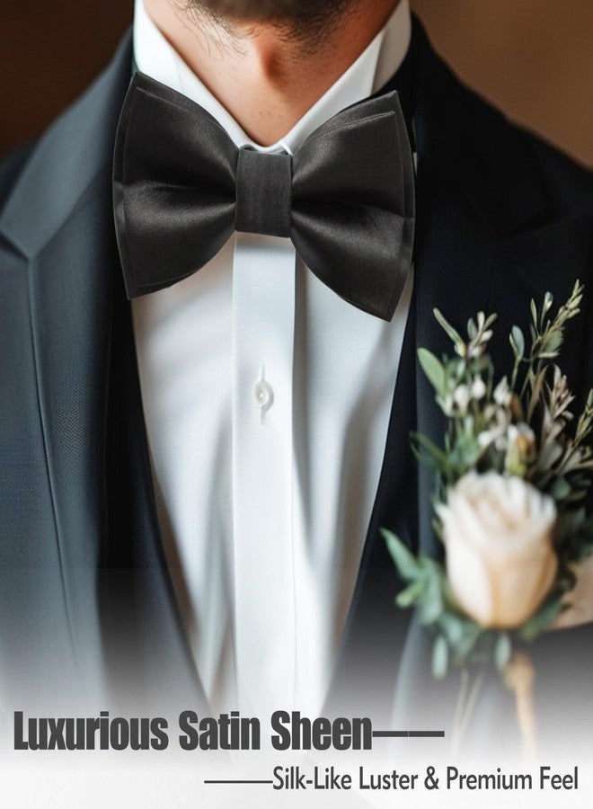 LYCBTC Bow Ties for Men, 2-Pack Classic Black Bowtie with Satin Finish & Adjustable Strap, Premium Black Bowtie for Weddings & Formal Events, Clip on Bow Ties for Men, Pre-Tied & Instant Fit - Image 3