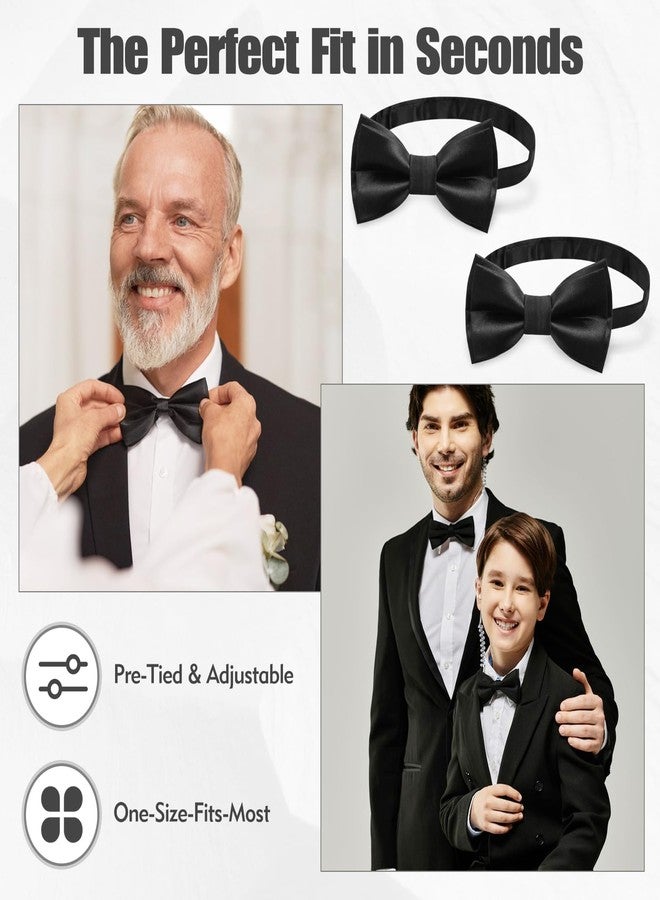 LYCBTC Bow Ties for Men, 2-Pack Classic Black Bowtie with Satin Finish & Adjustable Strap, Premium Black Bowtie for Weddings & Formal Events, Clip on Bow Ties for Men, Pre-Tied & Instant Fit - Image 5