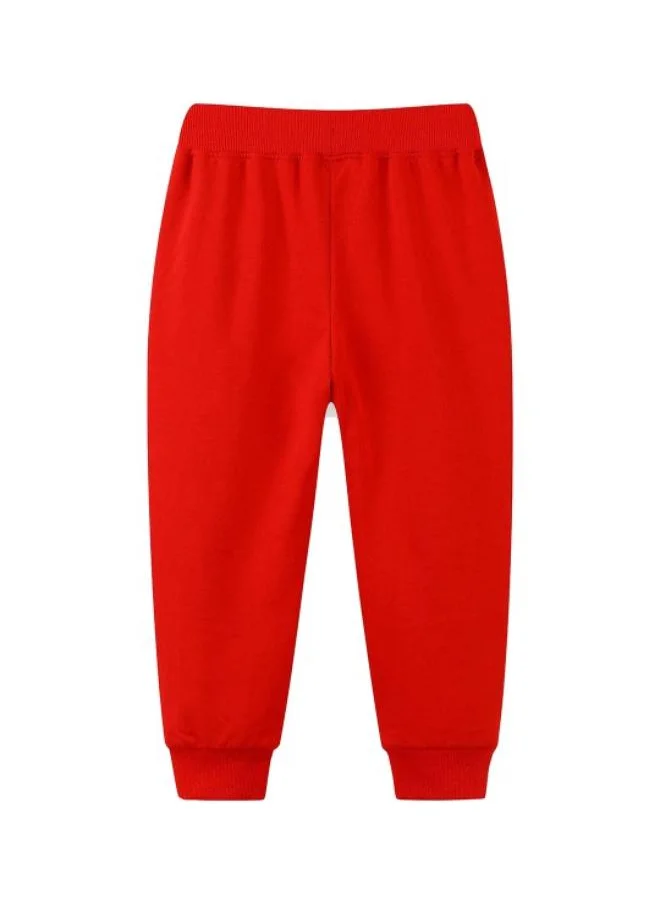يونيكي Red Regular Fit Mid Rise Printed Trackpant