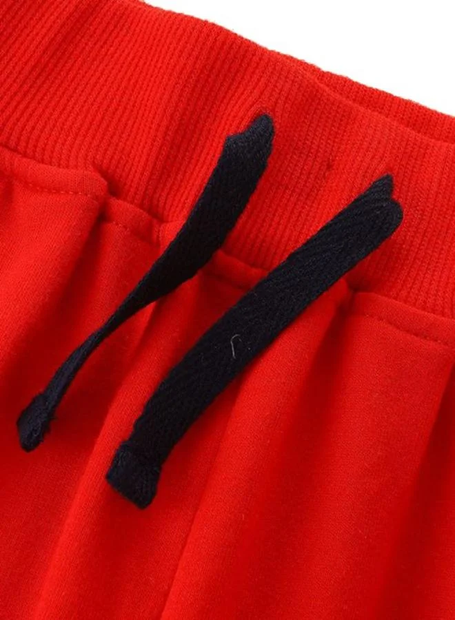 YUNIQEE Red Regular Fit Mid Rise Printed Trackpant