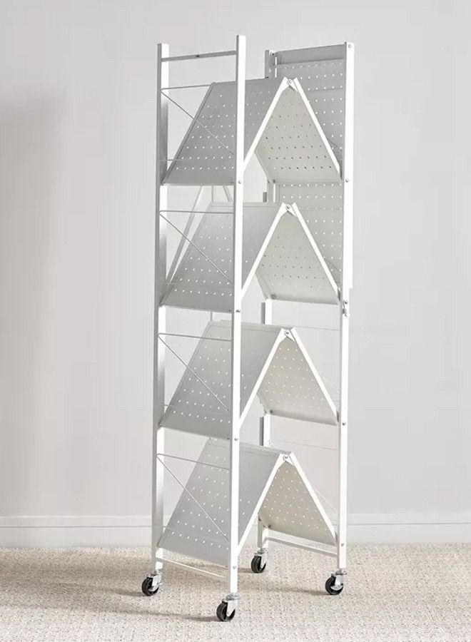 DubaiGallery 5 Tier Foldable Bookshelf Metal Storage Shelves with Wheels No Assembly Kitchen Garage Pantry Organization for Living Room Study Greenhouse - Image 3