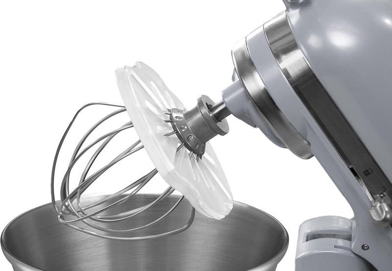 WHISK WIPER ماسحة الخفق® PRO لخلاطات الطاولة - اخلط بدون فوضى - الملحق النهائي لخلاطات الطاولة - متوافقة مع خلاطات KitchenAid ذات الرأس المائل - 4.5 كوارت، 5 كوارت (اللون: شفاف) - Image 1