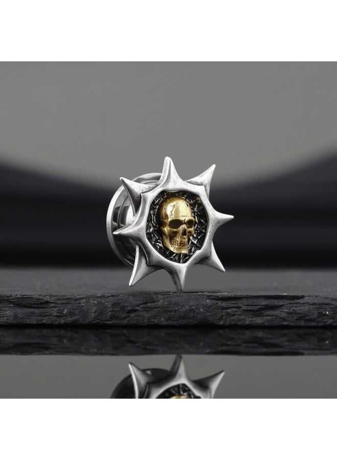 COOEAR Stainless Steel Ear Tunnel and Plug, Flesh Gauges for Earrings, Industrial Gears Design Piercing Expander Stretchers., 0g(8mm), Stainless Steel, sandstone - Image 5