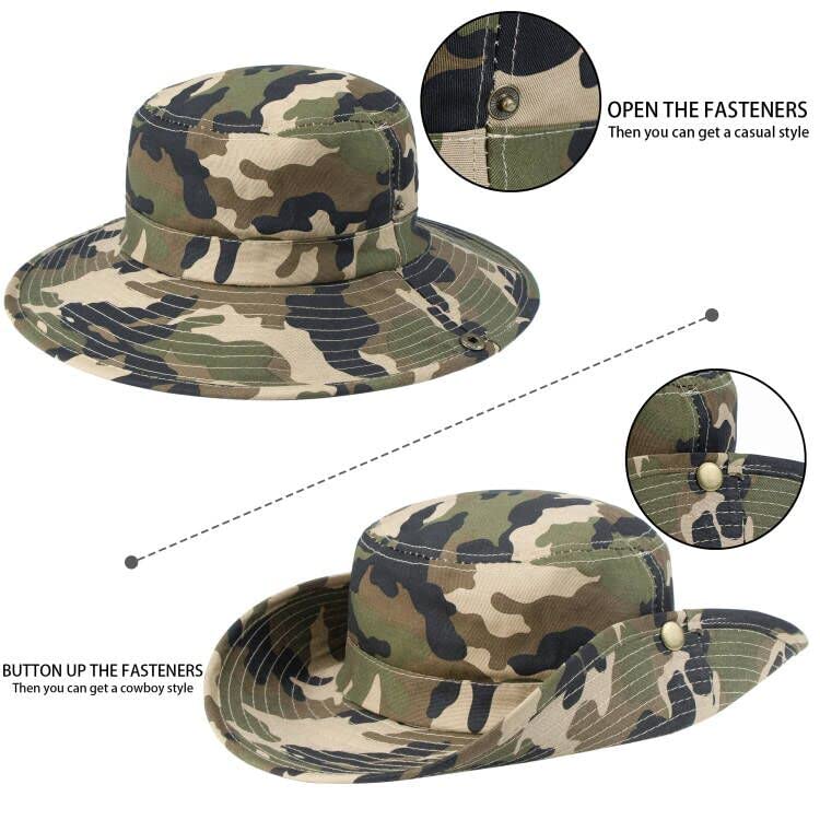 Vikodah Kids Bucket Sun Hats Camouflage Summer UV Protection Packable Boonie Caps for Boys Girls 5-9 Years - Image 2
