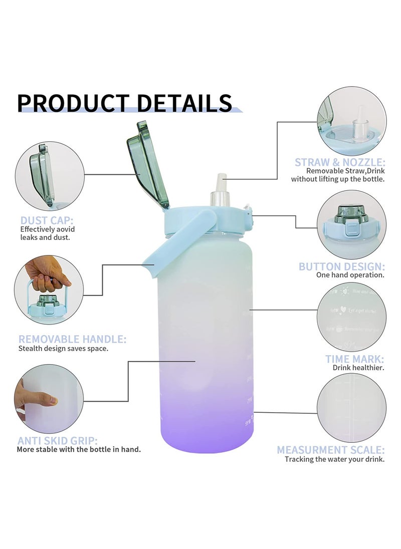 Generic COOLBABY 2l Water Bottle With Straw And Handle.Tie Dye Reusable Gym Water Jug With Time Encouraging Measurement Markings.Daily Hourly Goals Water Intake Bottle To Drink.  - Image 2