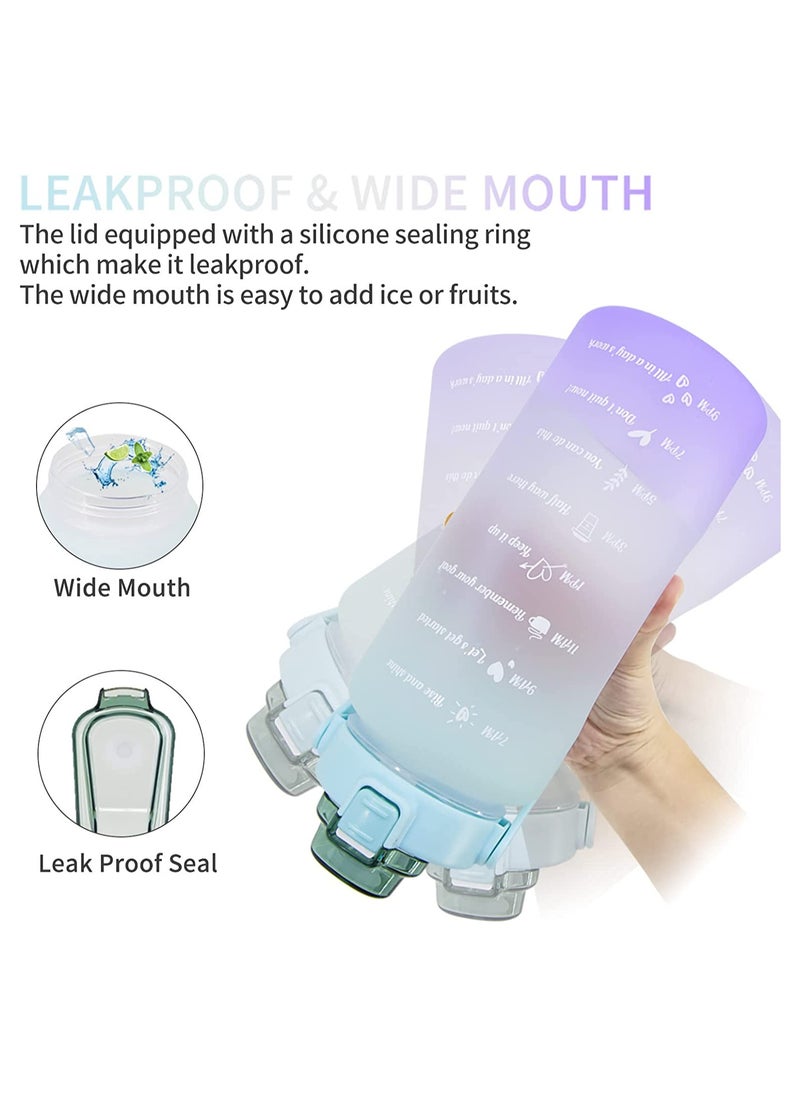Generic COOLBABY 2l Water Bottle With Straw And Handle.Tie Dye Reusable Gym Water Jug With Time Encouraging Measurement Markings.Daily Hourly Goals Water Intake Bottle To Drink.  - Image 5