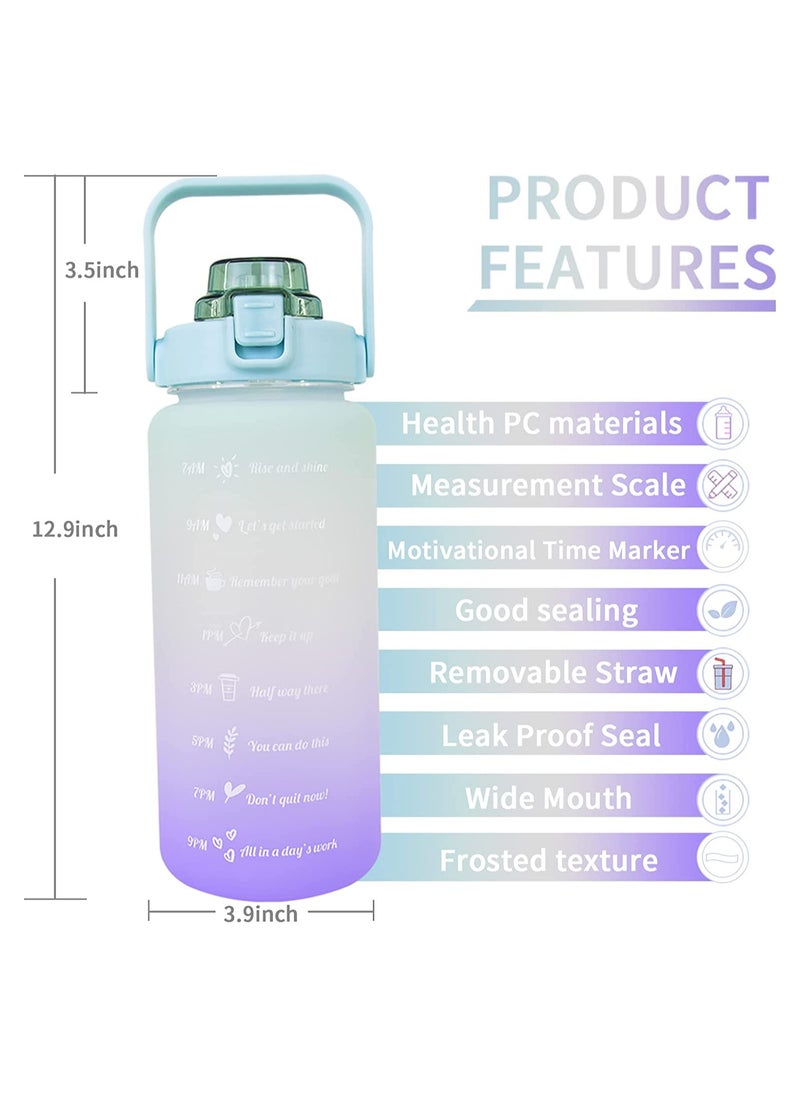 Generic COOLBABY 2l Water Bottle With Straw And Handle.Tie Dye Reusable Gym Water Jug With Time Encouraging Measurement Markings.Daily Hourly Goals Water Intake Bottle To Drink.  - Image 3