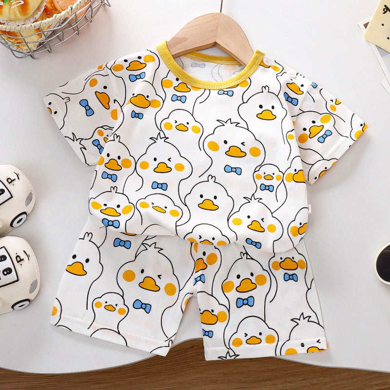 Children'S Short-Sleeved Suit Pure Cotton Korean Style Boys' Shorts Thin Kidsren'S Clothing Girls Summer Clothes Baby Clothes - Image 2