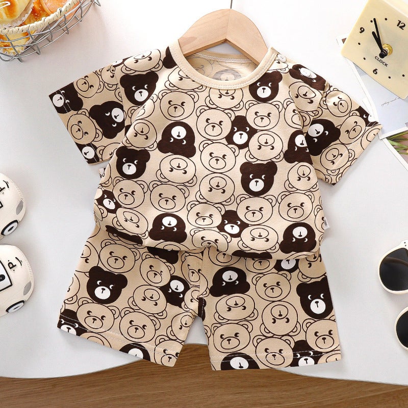 Children'S Short-Sleeved Suit Pure Cotton Korean Style Boys' Shorts Thin Kidsren'S Clothing Girls Summer Clothes Baby Clothes - Image 3