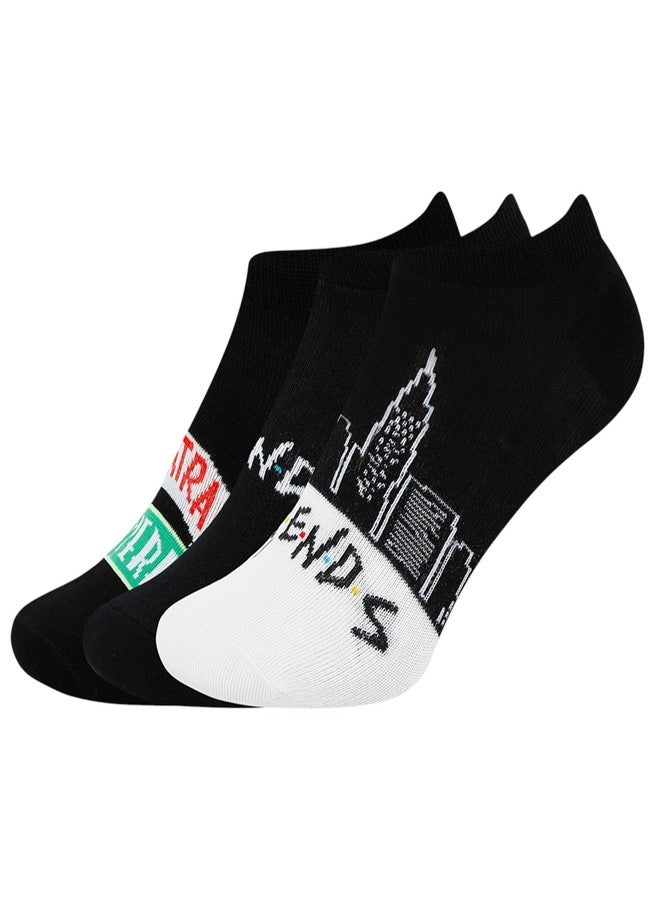 بالينزيا جوارب SocksXpress Friends بشعار الأصدقاء وجوارب Central Perk قصيرة للنساء (عبوة من 3 قطع) - أسود - Image 2