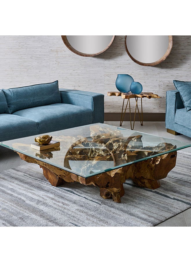 AL HUZAIFA FURNITURE Garry Coffee Table In Teak Root Wood In Natural Finish  - Image 2