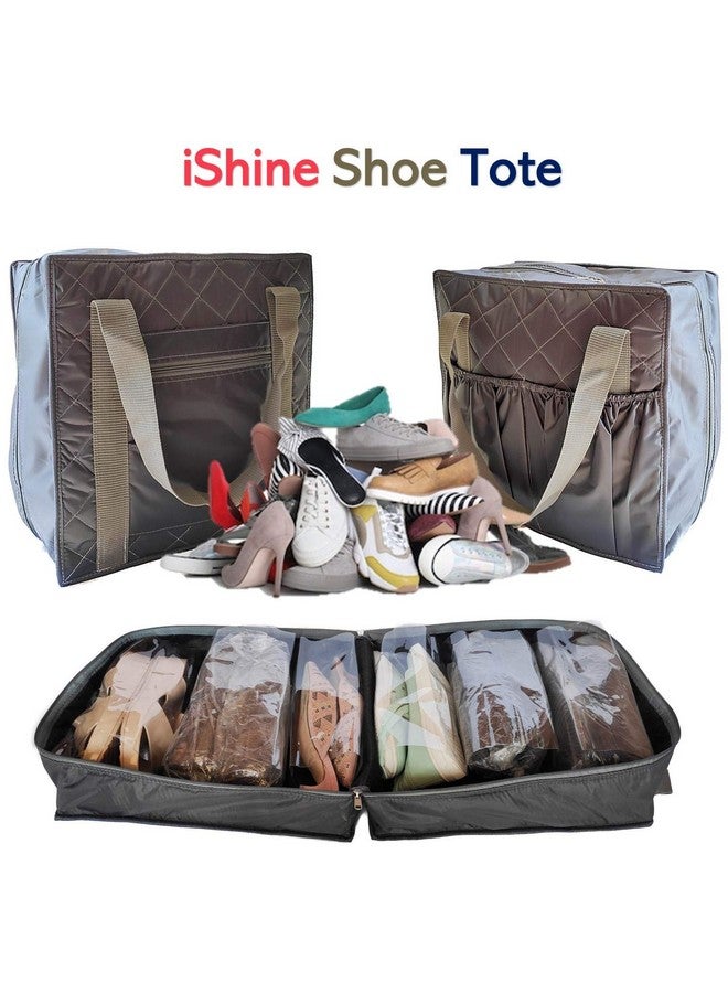 iShine Multiple Shoe Travel Bag Multipurpose Organizer Footwear Storage Slipper Shoe Bag Water Resistance 6 Pair (Grey) - Image 2