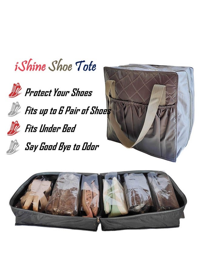 iShine Multiple Shoe Travel Bag Multipurpose Organizer Footwear Storage Slipper Shoe Bag Water Resistance 6 Pair (Grey) - Image 5