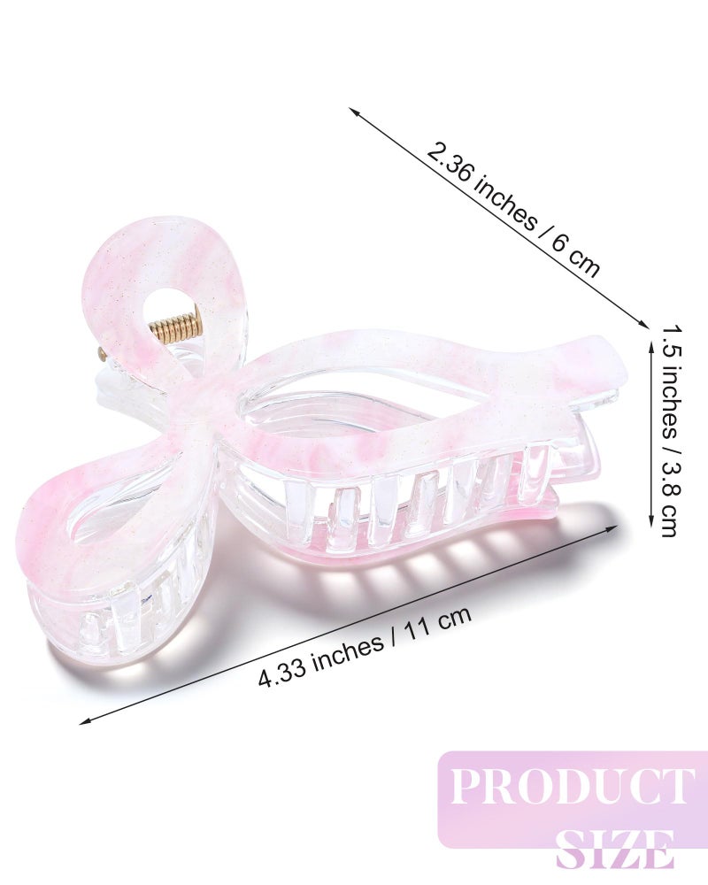 AWAYTR 4 PCS Acrylic Bow Hair Clips for Women Bow Cute Claw Clip 4.3" Large Hair Claw Clips for Thick or Long Hair Bows Jaw Clip - Image 2
