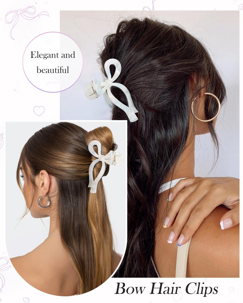 AWAYTR 4 PCS Acrylic Bow Hair Clips for Women Bow Cute Claw Clip 4.3" Large Hair Claw Clips for Thick or Long Hair Bows Jaw Clip - Image 4