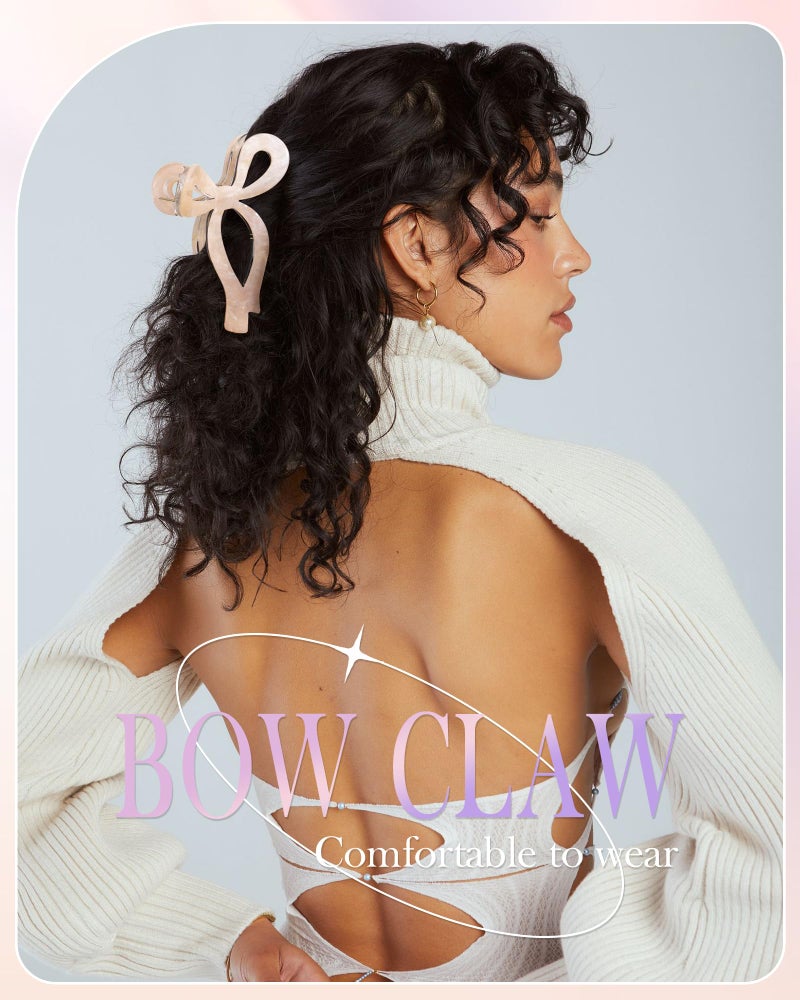 AWAYTR 4 PCS Acrylic Bow Hair Clips for Women Bow Cute Claw Clip 4.3" Large Hair Claw Clips for Thick or Long Hair Bows Jaw Clip - Image 5