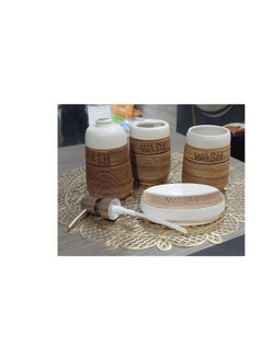 Generic 4-piece porcelain dispenser set A dispenser for hand soap. The set is made of porcelain.  - Image 1