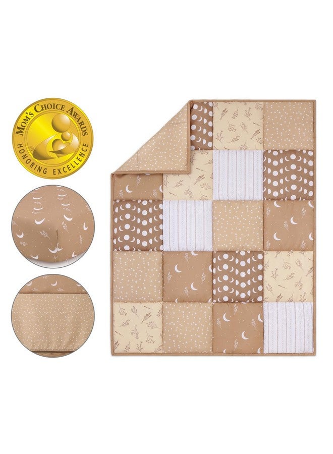 The Peanut Shell مجموعة بيبي سرير 3 قطع من ذا بيناتشيل للأولاد والبنات - مجموعة ديكور سرير حديثي الولادة، الرضع والأطفال مع شريحة سرير ملائمة، وزخرفة غبار، وغطاء مريح - بوهو سماوي - Image 2