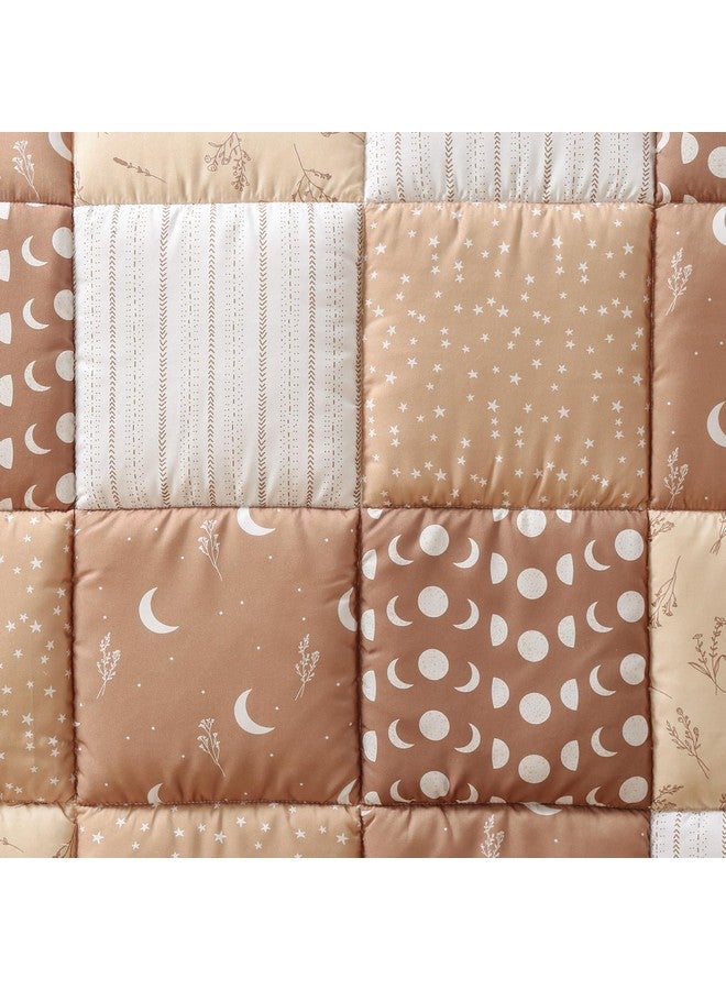 The Peanut Shell مجموعة بيبي سرير 3 قطع من ذا بيناتشيل للأولاد والبنات - مجموعة ديكور سرير حديثي الولادة، الرضع والأطفال مع شريحة سرير ملائمة، وزخرفة غبار، وغطاء مريح - بوهو سماوي - Image 5