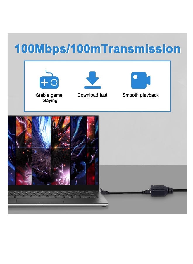 محول مقسم إيثرنت 1 إلى 2 RJ45 مقسم عالي السرعة موزع اتصال LAN مع كابل طاقة USB - 30 سم RJ45 1 ذكر إلى 2 أنثى محول شبكة 8P8C 100 Mbps لكابل إيثرنت Cat5 5e 6 7 - Image 5