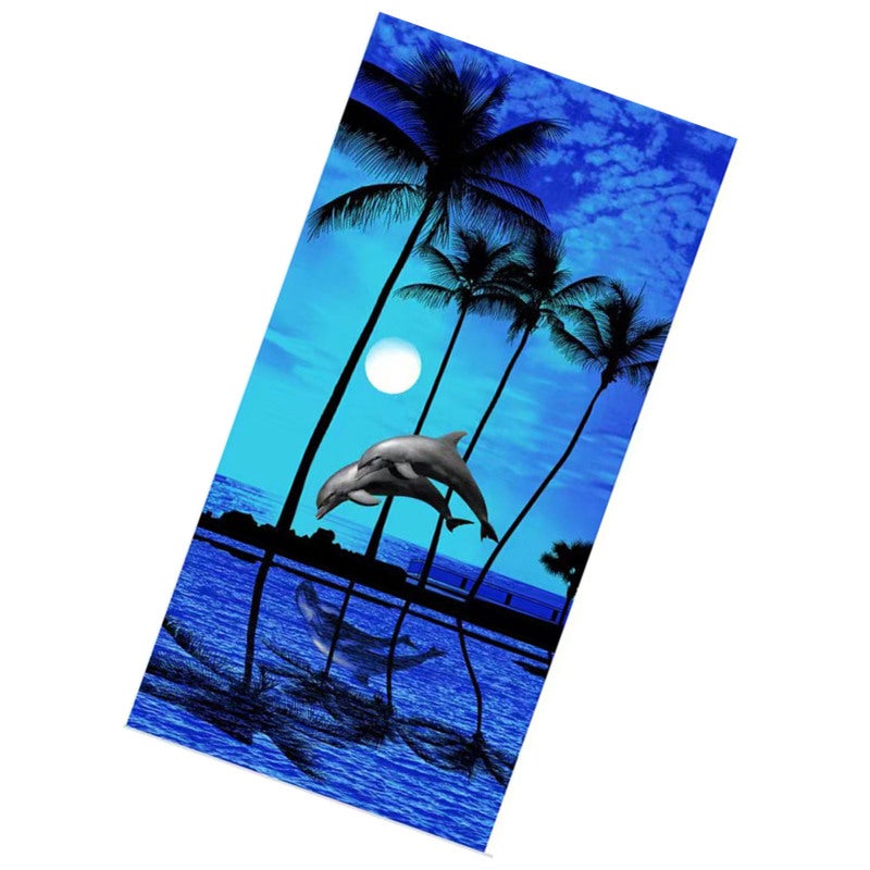Fast Dry Towel 35x70 Inches: Super Absorbent Microfiber Towel - Vibrant Ocean Scene Design Multifunctional Towel for Beach Swimming Fitness Home Use - Image 1