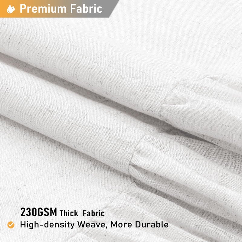 BTTN 78 Inch Long Shower Curtain - Farmhouse Thick Fabric Linen Shower Curtain Set with Plastic Hooks  Tall Rustic Country Cloth Shower Curtains for Bathroom with Ruffle Hem - White - 72x78 - Image 2