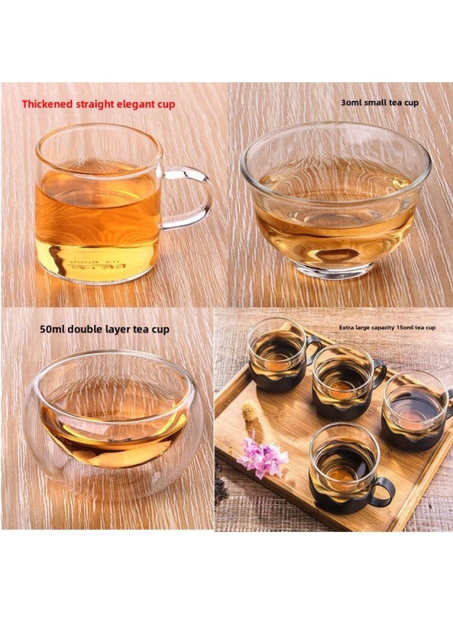 Multi-use Glass Small Tea Cup Chaoshan Gongfu Flower Tea Cup Double-layer Tea Cup Diamond Cup Crystal Cup Dissolver-Color:150ml Single-layer Glass Teacup Gift Box/boxed 2-Capacity:Below 50ml - Image 2