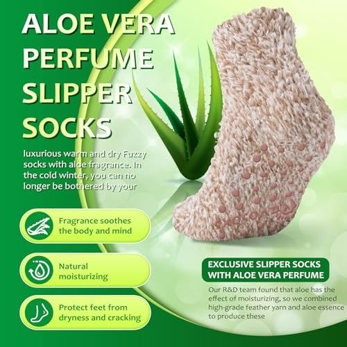 Revosoxs Fuzzy Grip Socks for Women Men,Thick Warm Slipper Cozy Fluffy Non Slip Ankle Hospital socks With Grips.（Grey+Black+Brown+Light Grey） - Image 5