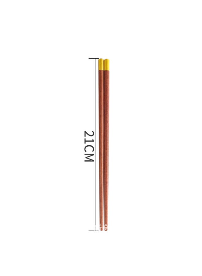 Children's Chopsticks Household Round Fu Chicken Wing Wooden Chopsticks Mahogany Chopsticks No Paint No Wax Solid Wood Family Short Chopsticks Manufacturers Wholesale-Color:Red Sandalwood Children's Fuding 21cm  - Image 1