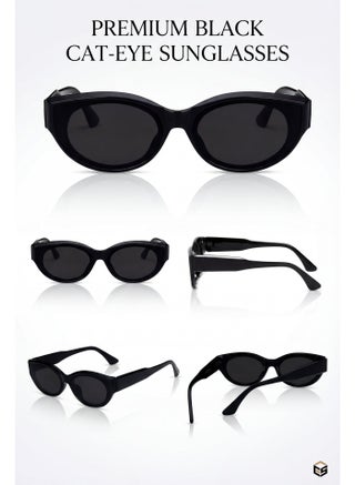 Women’s Oval UV400 Protection Sunglasses – Black Frame & Black Lenses - view 5