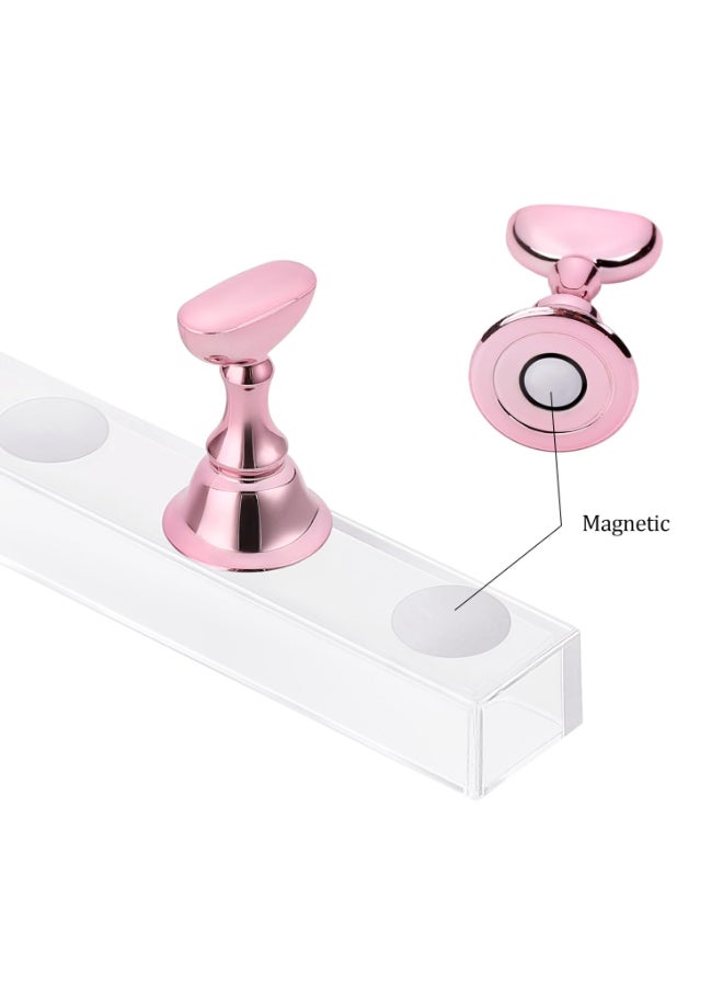 Etercycle Acrylic Nail Display Stand DIY Nail Crystal Holder Magnetic Practice Stands with Reusable Adhesive Putty Clay for False Nail Tip Manicure Tool Pink - Image 4