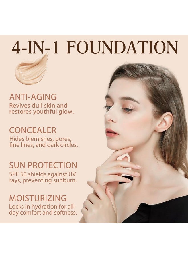HUALIJIA - Foundation 4 in 1 - Medium Spectrum with SPF 50+, Hydrating Color Changing Foundation， Longwearing & Waterproof, Light Spectrum for Gym, Sport, Dancing(30ml) - Image 1