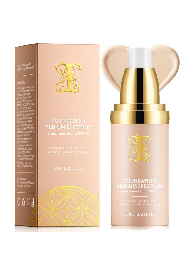 HUALIJIA - Foundation 4 in 1 - Medium Spectrum with SPF 50+, Hydrating Color Changing Foundation， Longwearing & Waterproof, Light Spectrum for Gym, Sport, Dancing(30ml) - Image 1